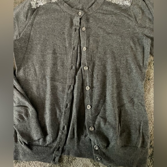 Merona Cardigan Grey with sequin shoulders XS - Picture 4 of 5